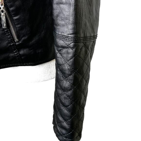 Indigo Saints Black Vegan Leather Moto Short Jacket Womens Medium - Picture 3 of 12